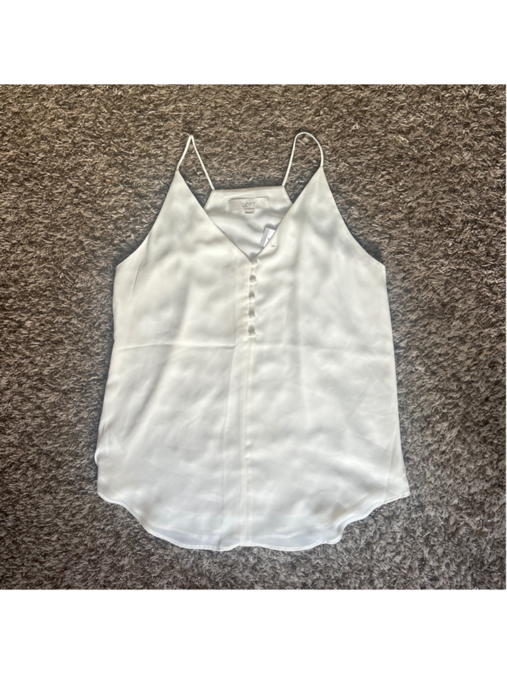 NWT Loft White Spaghetti Strap Dainty Button Down Camisole Women’s Size Small
